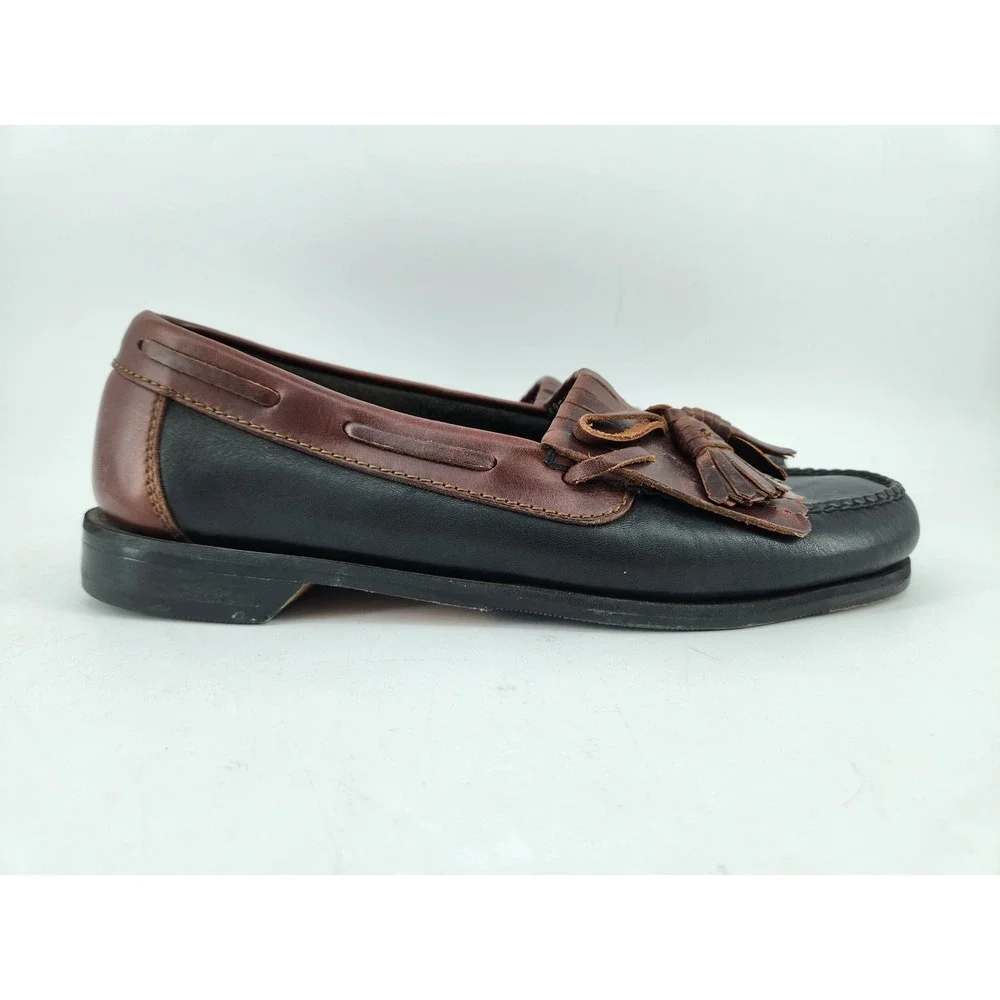 Johnston & Murphy Aragon II Kiltie Tassel Loafers Mens 9.5 M Black Brown Leather